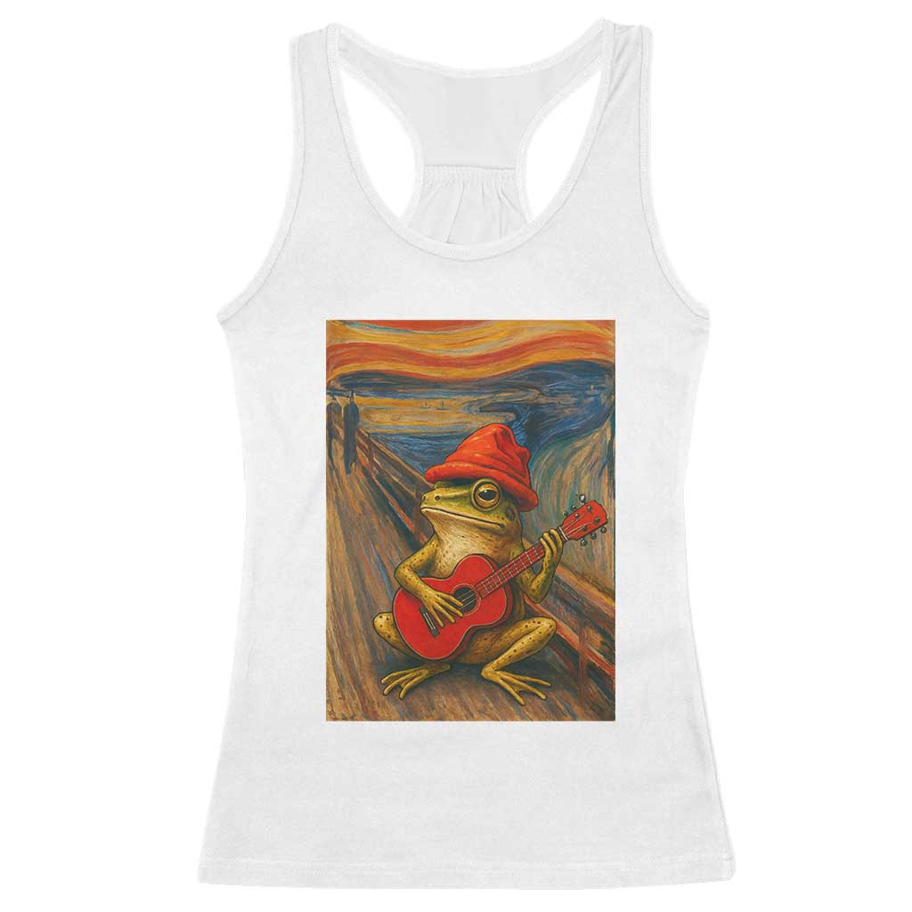 Funny Frog Racerback Tank Top Playing Guitar Van Gogh Starry Night Art Parody - Wonder Print Shop