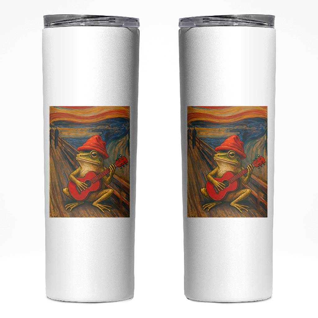 Funny Frog Skinny Tumbler Playing Guitar Van Gogh Starry Night Art Parody