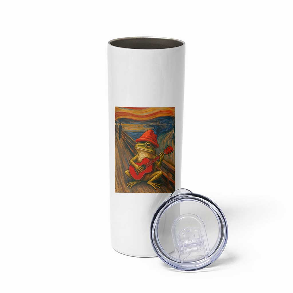 Funny Frog Skinny Tumbler Playing Guitar Van Gogh Starry Night Art Parody