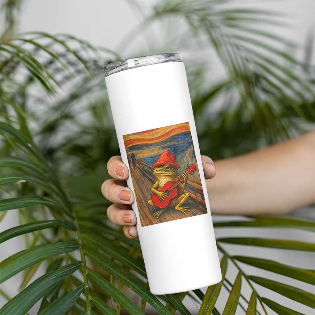 Funny Frog Skinny Tumbler Playing Guitar Van Gogh Starry Night Art Parody