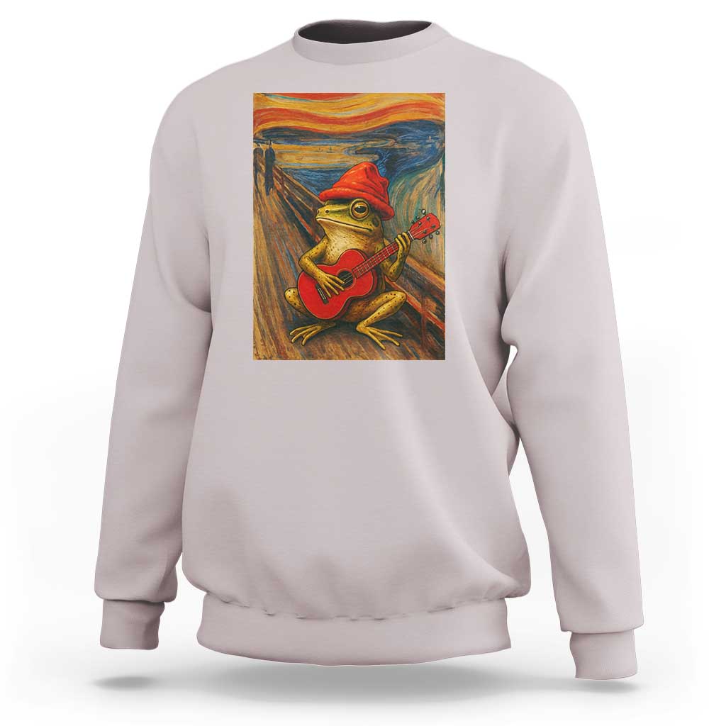 Funny Frog Sweatshirt Playing Guitar Van Gogh Starry Night Art Parody - Wonder Print Shop