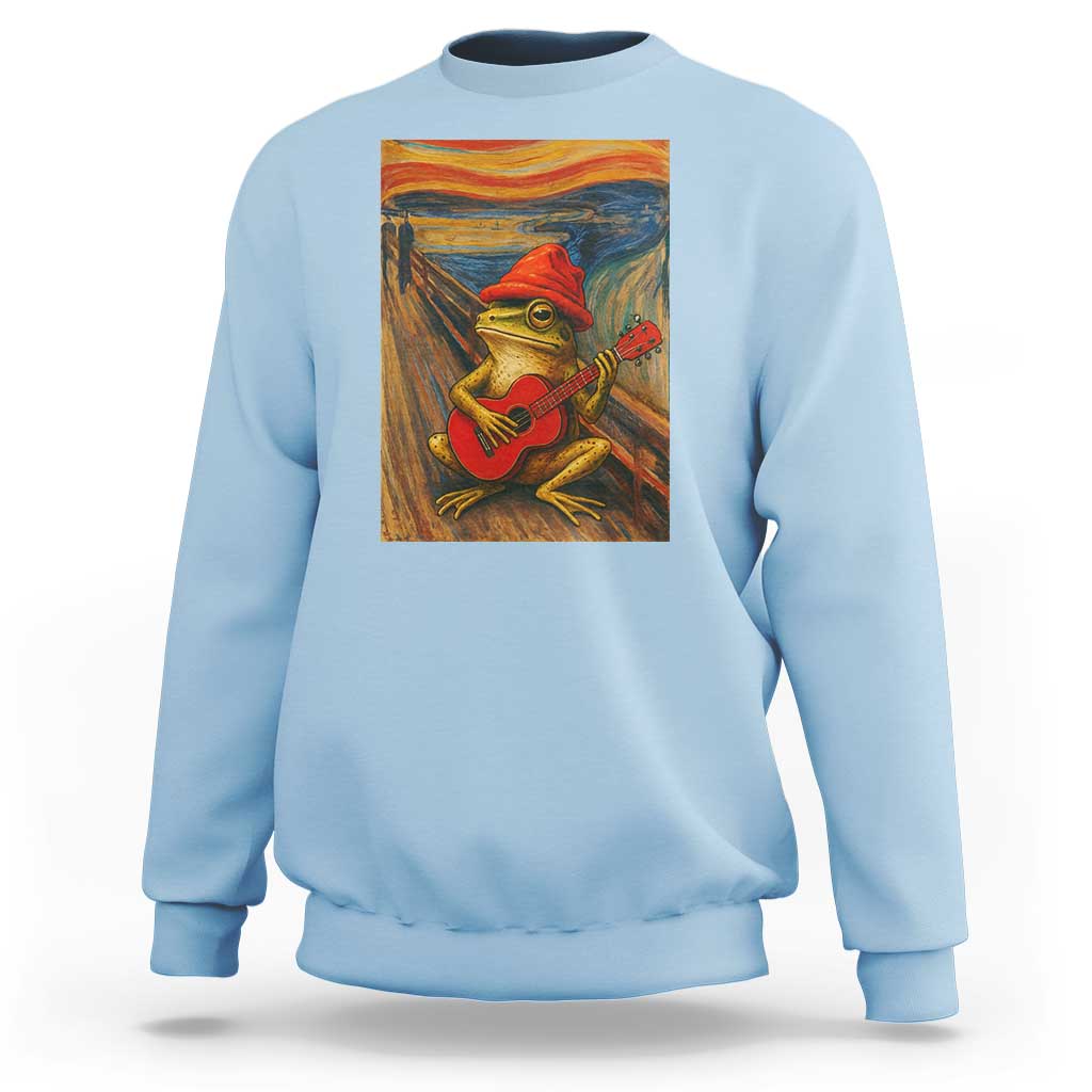 Funny Frog Sweatshirt Playing Guitar Van Gogh Starry Night Art Parody - Wonder Print Shop