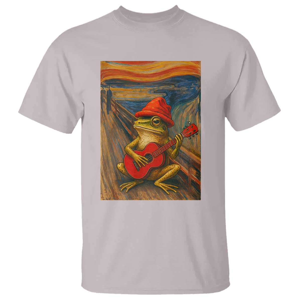 Funny Frog T Shirt Playing Guitar Van Gogh Starry Night Art Parody - Wonder Print Shop