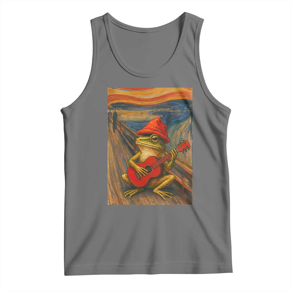 Funny Frog Tank Top Playing Guitar Van Gogh Starry Night Art Parody - Wonder Print Shop