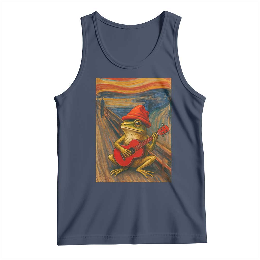 Funny Frog Tank Top Playing Guitar Van Gogh Starry Night Art Parody - Wonder Print Shop