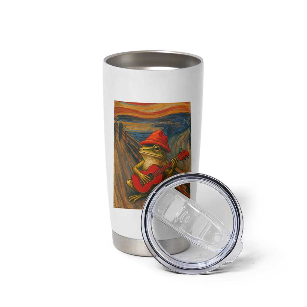 Funny Frog Tumbler Cup Playing Guitar Van Gogh Starry Night Art Parody