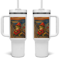 Funny Frog Tumbler With Handle Playing Guitar Van Gogh Starry Night Art Parody