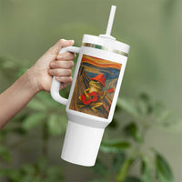 Funny Frog Tumbler With Handle Playing Guitar Van Gogh Starry Night Art Parody