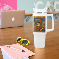 Funny Frog Tumbler With Handle Playing Guitar Van Gogh Starry Night Art Parody