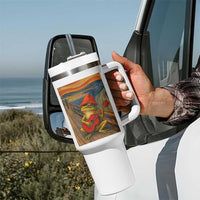 Funny Frog Tumbler With Handle Playing Guitar Van Gogh Starry Night Art Parody
