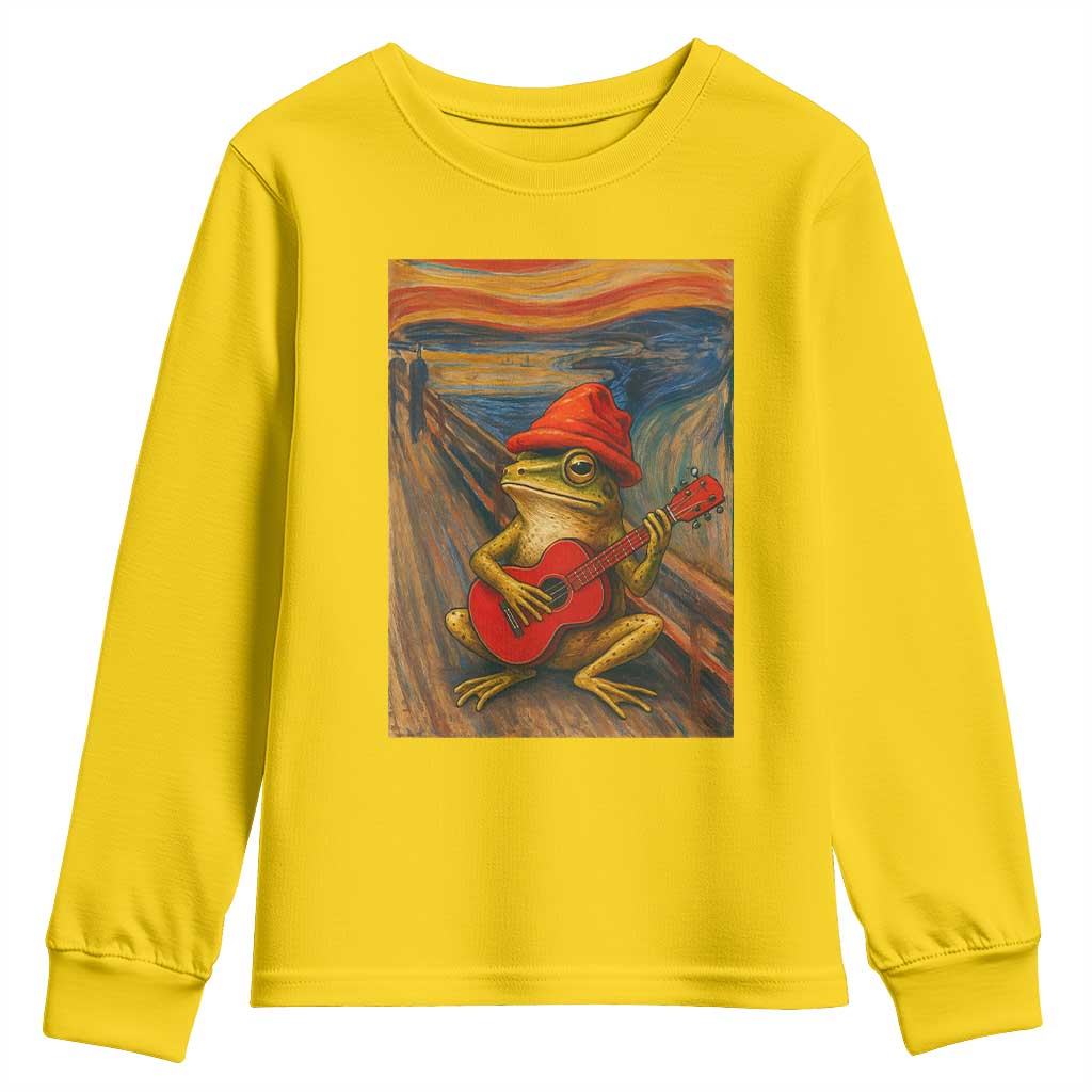Funny Frog Youth Sweatshirt Playing Guitar Van Gogh Starry Night Art Parody - Wonder Print Shop