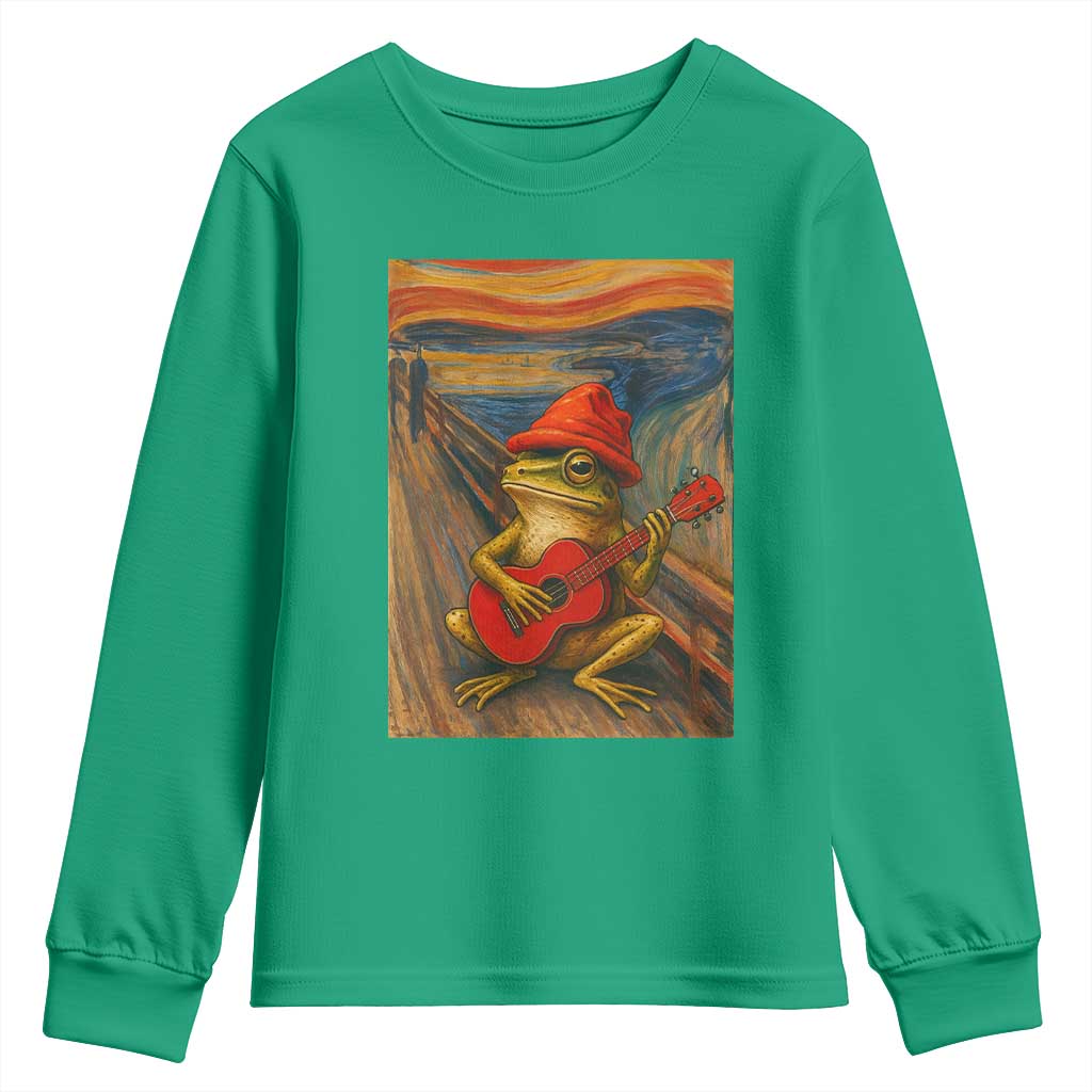 Funny Frog Youth Sweatshirt Playing Guitar Van Gogh Starry Night Art Parody - Wonder Print Shop