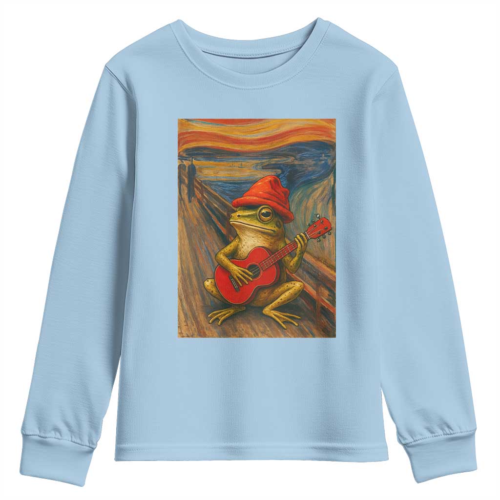 Funny Frog Youth Sweatshirt Playing Guitar Van Gogh Starry Night Art Parody - Wonder Print Shop