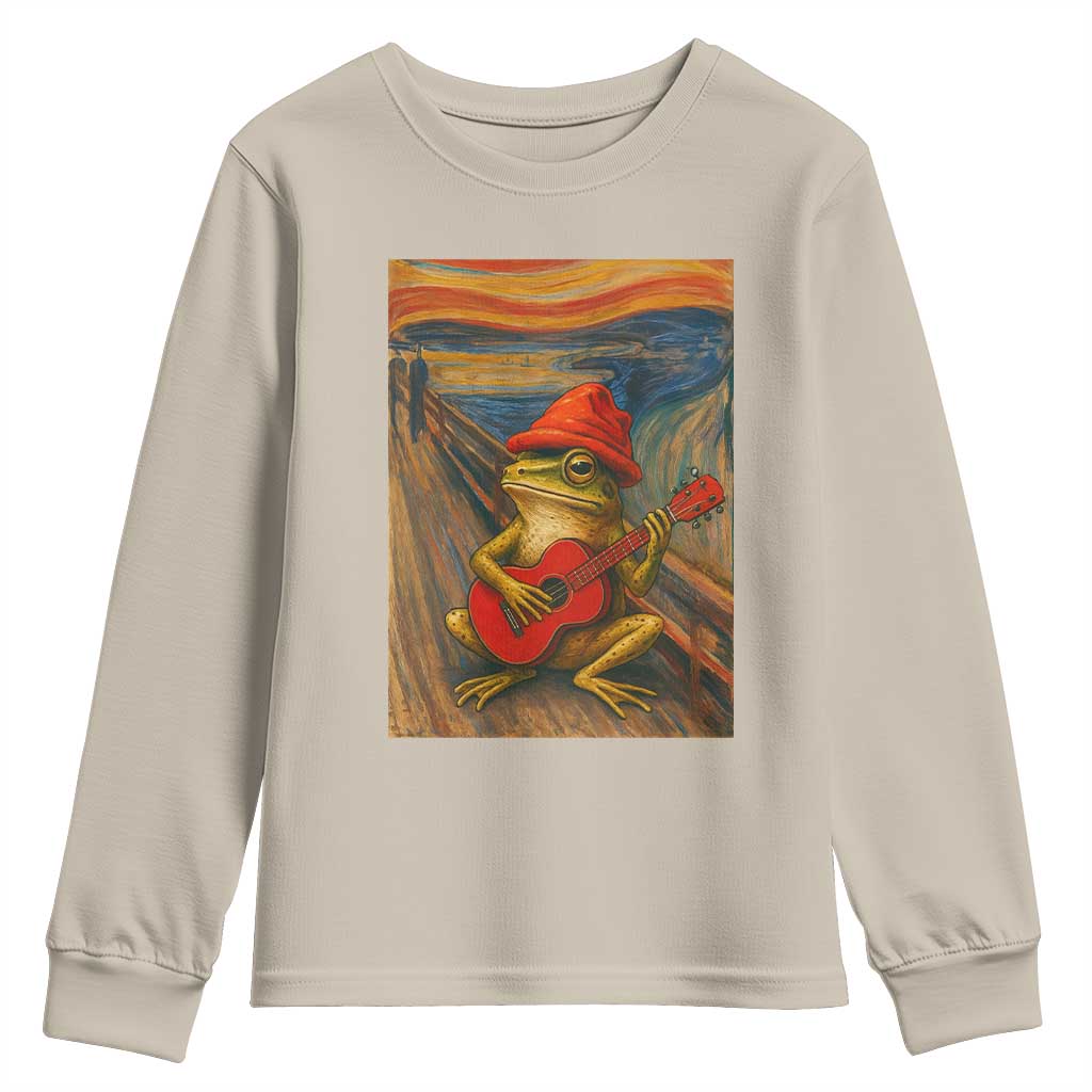 Funny Frog Youth Sweatshirt Playing Guitar Van Gogh Starry Night Art Parody - Wonder Print Shop