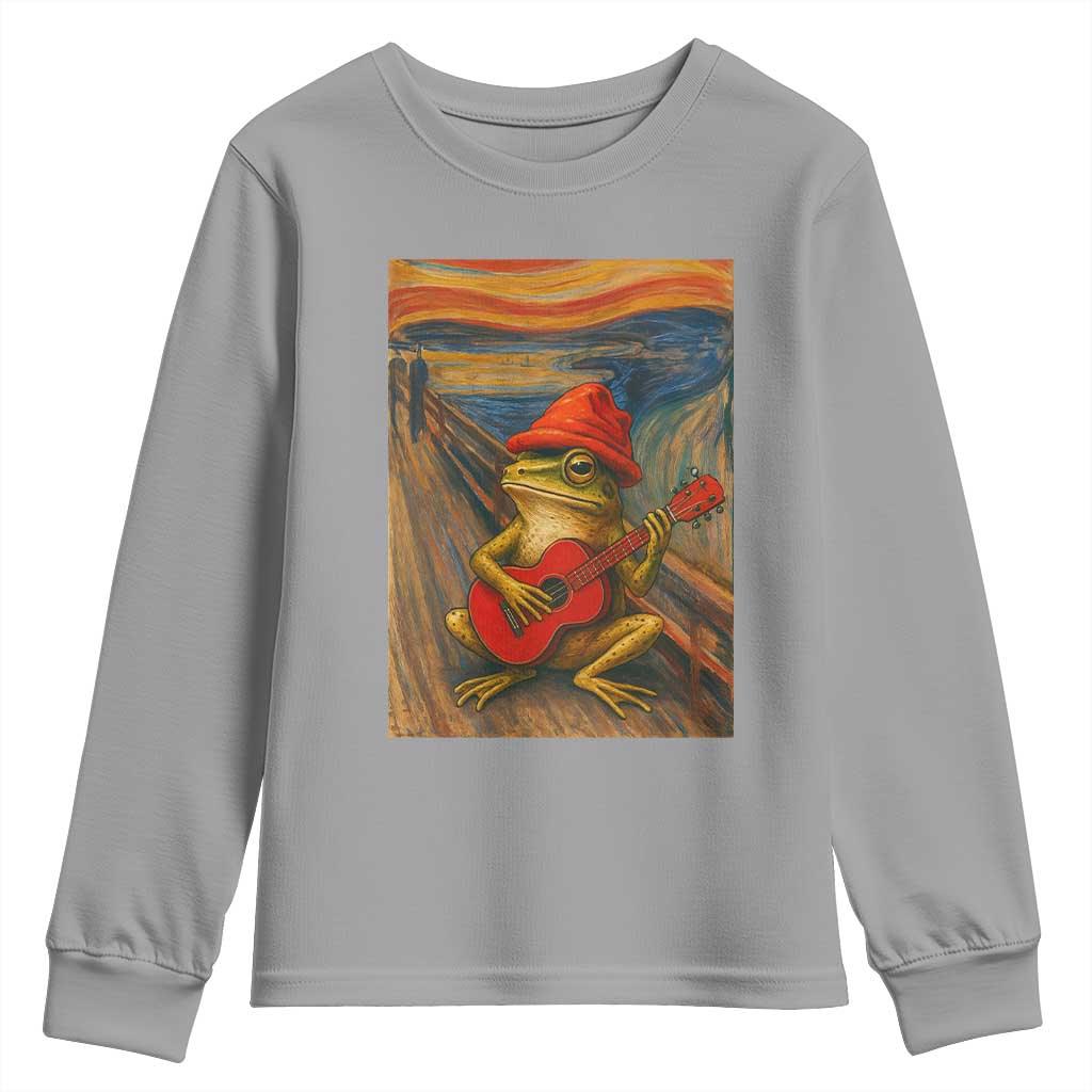Funny Frog Youth Sweatshirt Playing Guitar Van Gogh Starry Night Art Parody - Wonder Print Shop