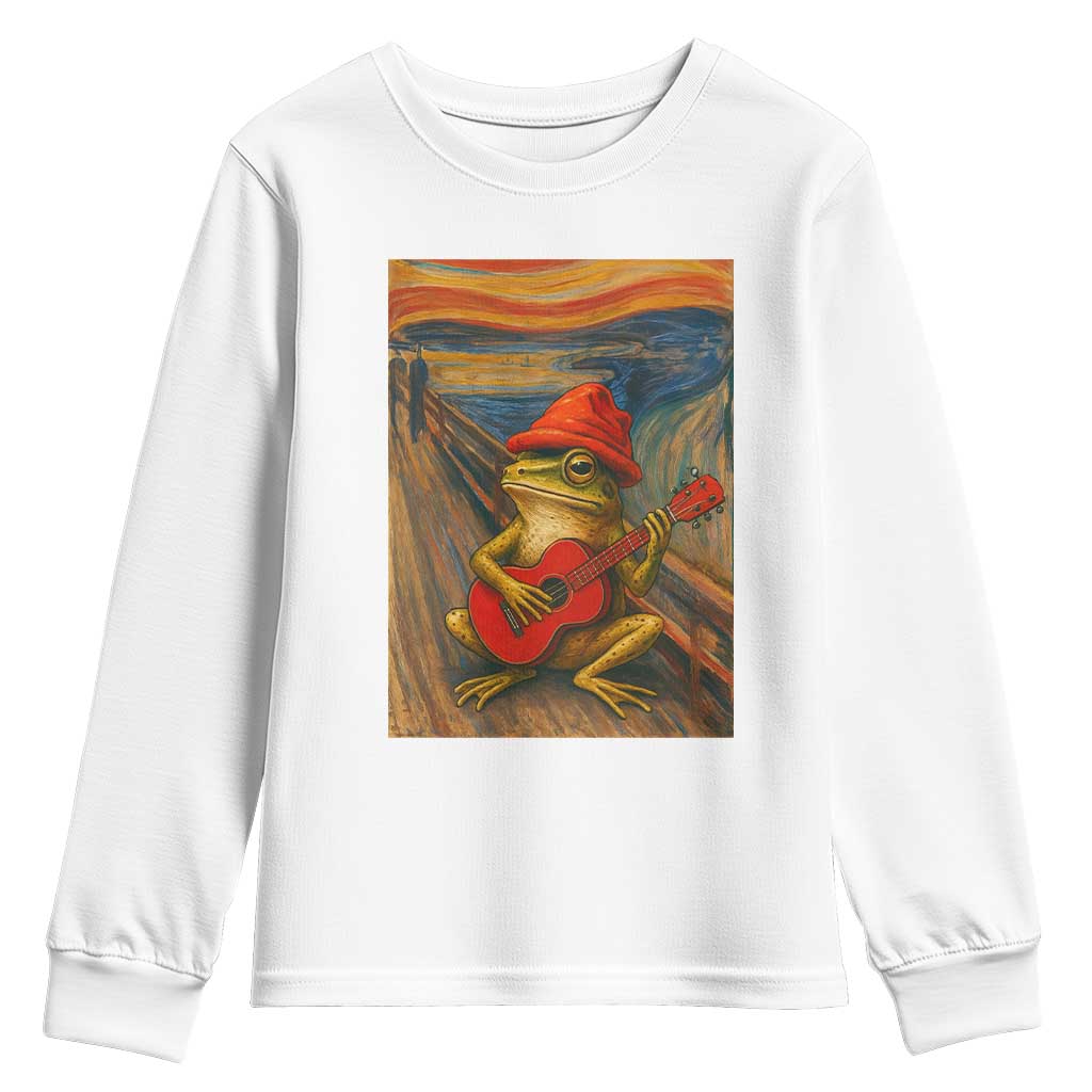 Funny Frog Youth Sweatshirt Playing Guitar Van Gogh Starry Night Art Parody - Wonder Print Shop