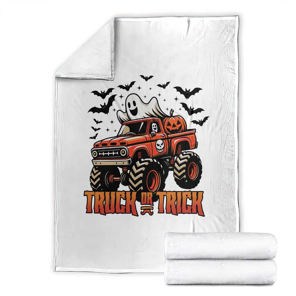 Truck Or Treat Ghost Racing Throw Blanket Funny Halloween Monster Truck Lover - Wonder Print Shop