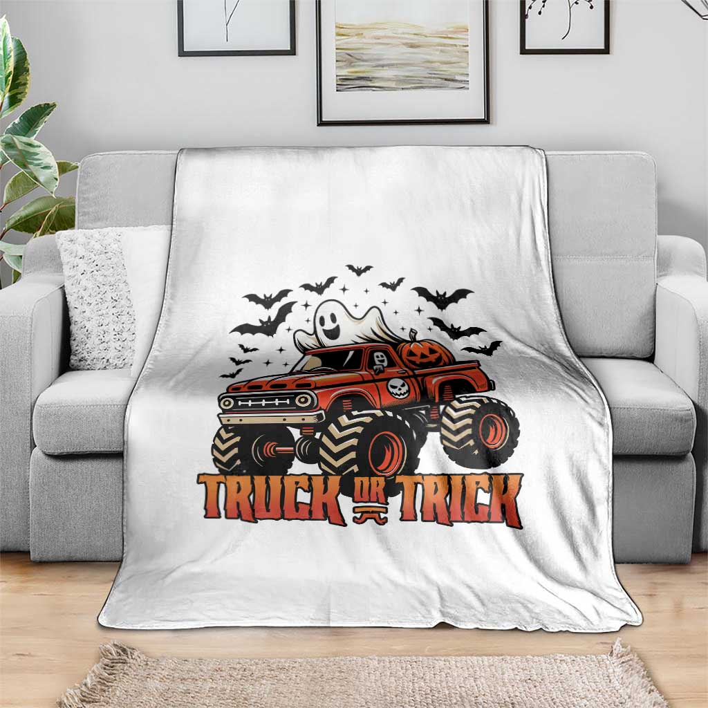 Truck Or Treat Ghost Racing Throw Blanket Funny Halloween Monster Truck Lover - Wonder Print Shop