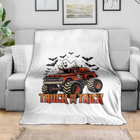 Truck Or Treat Ghost Racing Throw Blanket Funny Halloween Monster Truck Lover - Wonder Print Shop