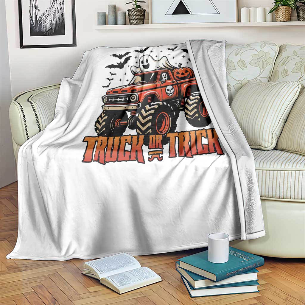 Truck Or Treat Ghost Racing Throw Blanket Funny Halloween Monster Truck Lover - Wonder Print Shop