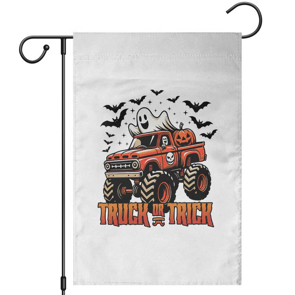 Truck Or Treat Ghost Racing Garden Flag Funny Halloween Monster Truck Lover - Wonder Print Shop