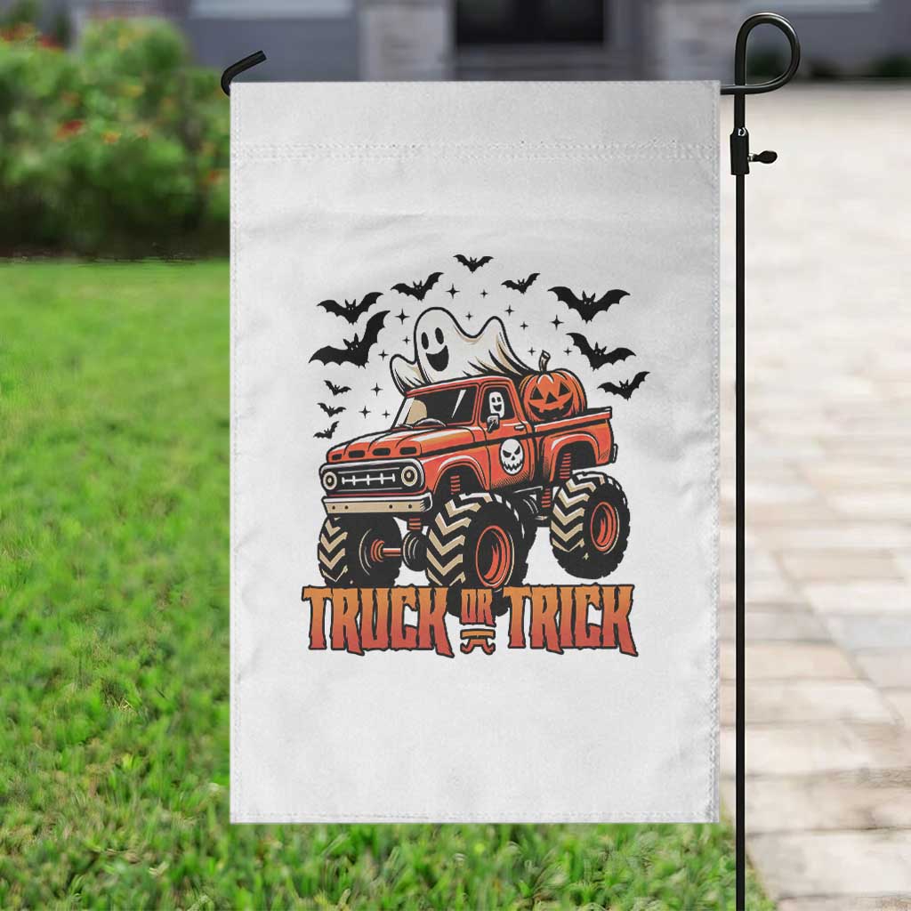 Truck Or Treat Ghost Racing Garden Flag Funny Halloween Monster Truck Lover - Wonder Print Shop