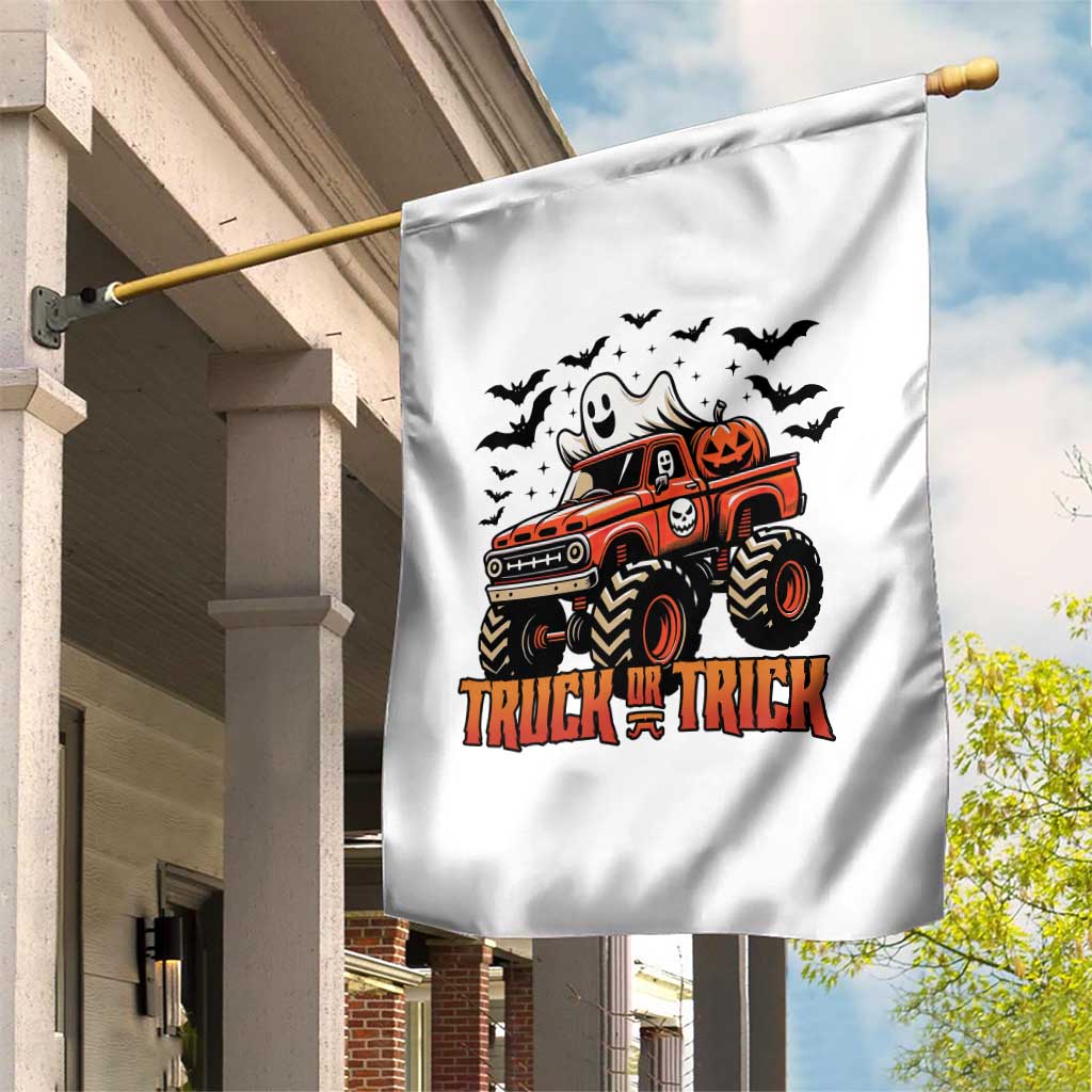 Truck Or Treat Ghost Racing Garden Flag Funny Halloween Monster Truck Lover - Wonder Print Shop