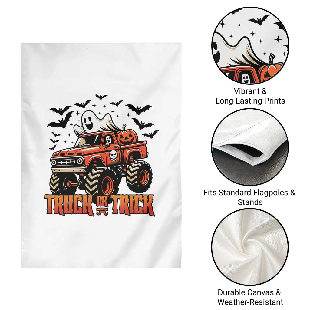 Truck Or Treat Ghost Racing Garden Flag Funny Halloween Monster Truck Lover - Wonder Print Shop