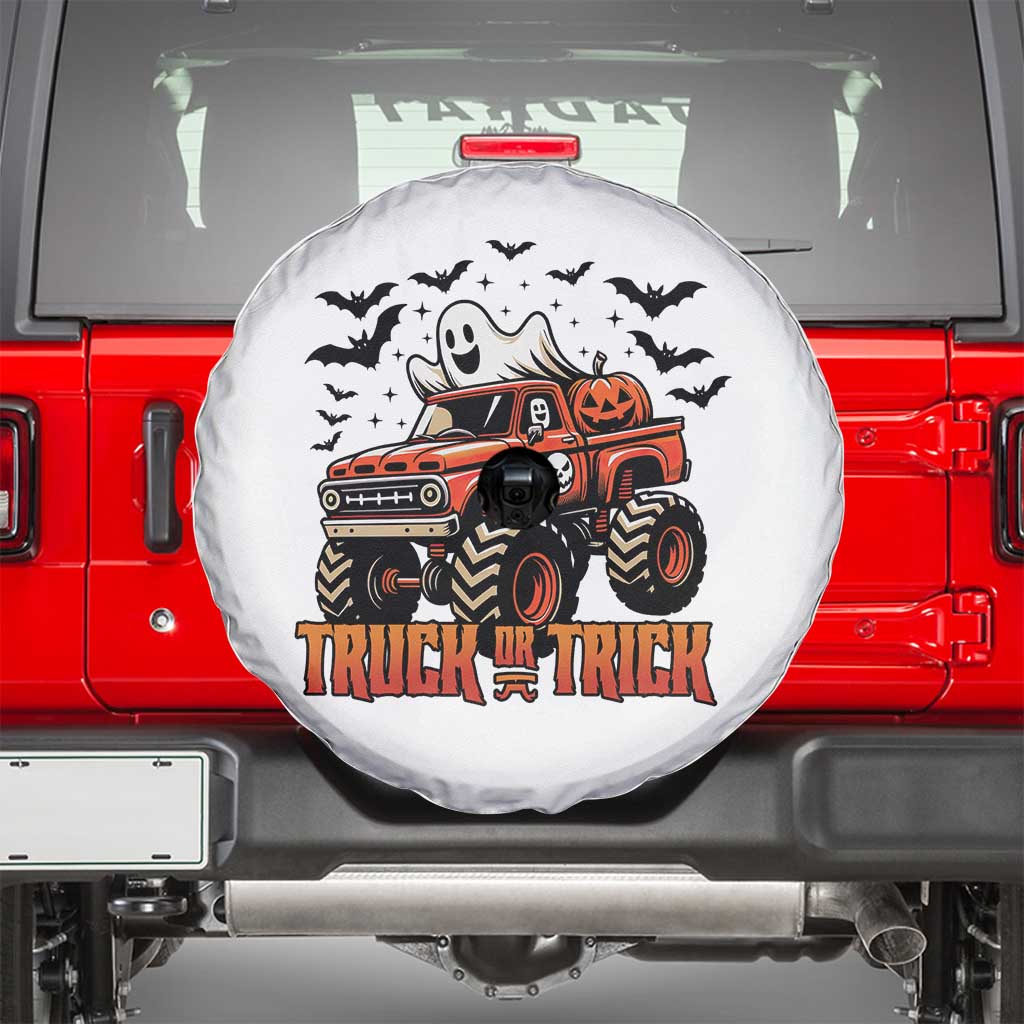 Truck Or Treat Ghost Racing Spare Tire Cover Funny Halloween Monster Truck Lover - Wonder Print Shop