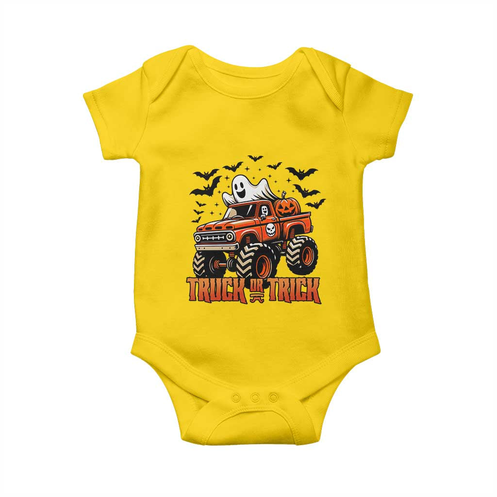 Truck Or Treat Ghost Racing Baby Onesie Funny Halloween Monster Truck Lover - Wonder Print Shop