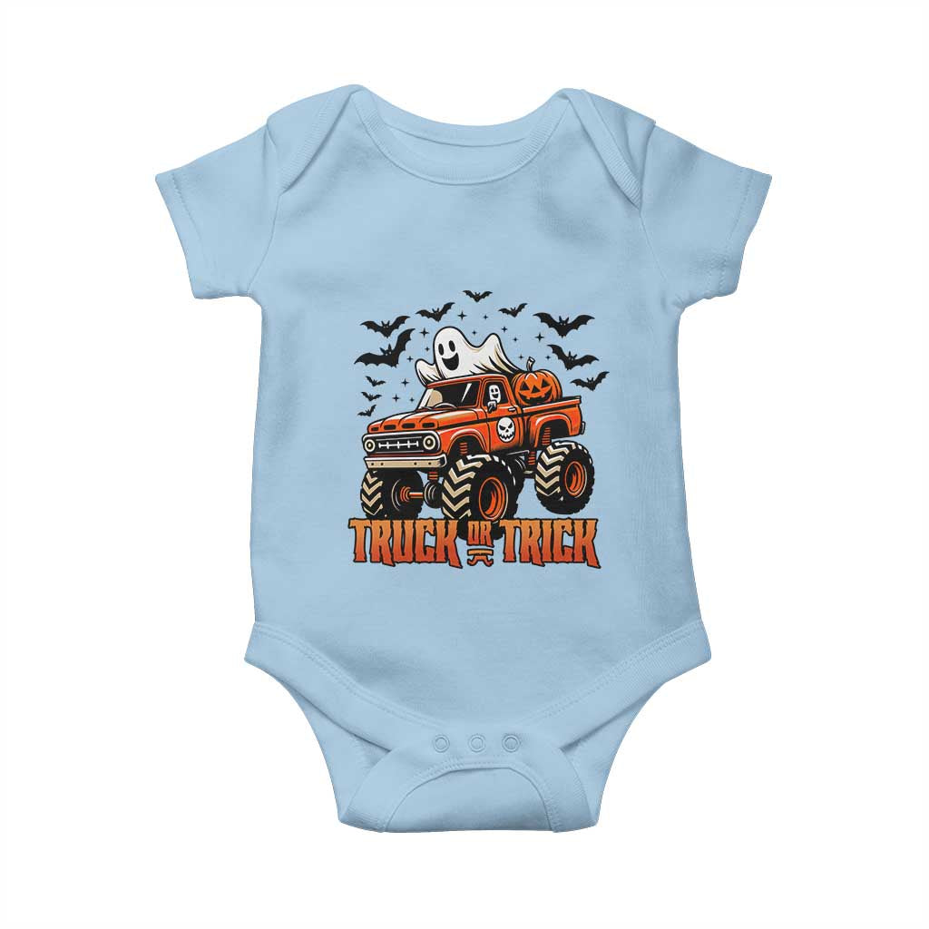 Truck Or Treat Ghost Racing Baby Onesie Funny Halloween Monster Truck Lover - Wonder Print Shop