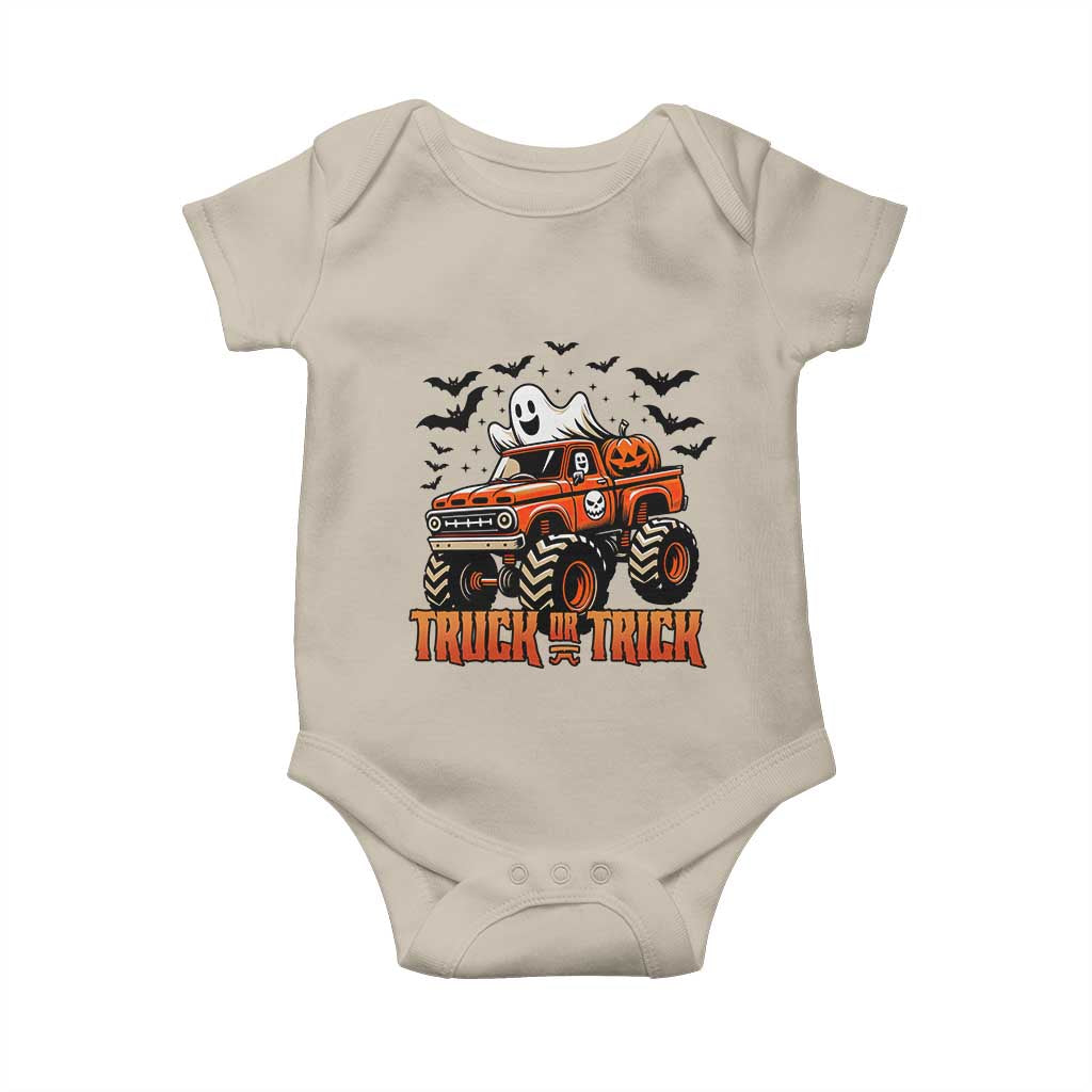 Truck Or Treat Ghost Racing Baby Onesie Funny Halloween Monster Truck Lover - Wonder Print Shop