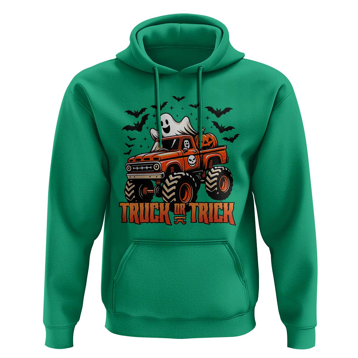 Truck Or Treat Ghost Racing Hoodie Funny Halloween Monster Truck Lover - Wonder Print Shop