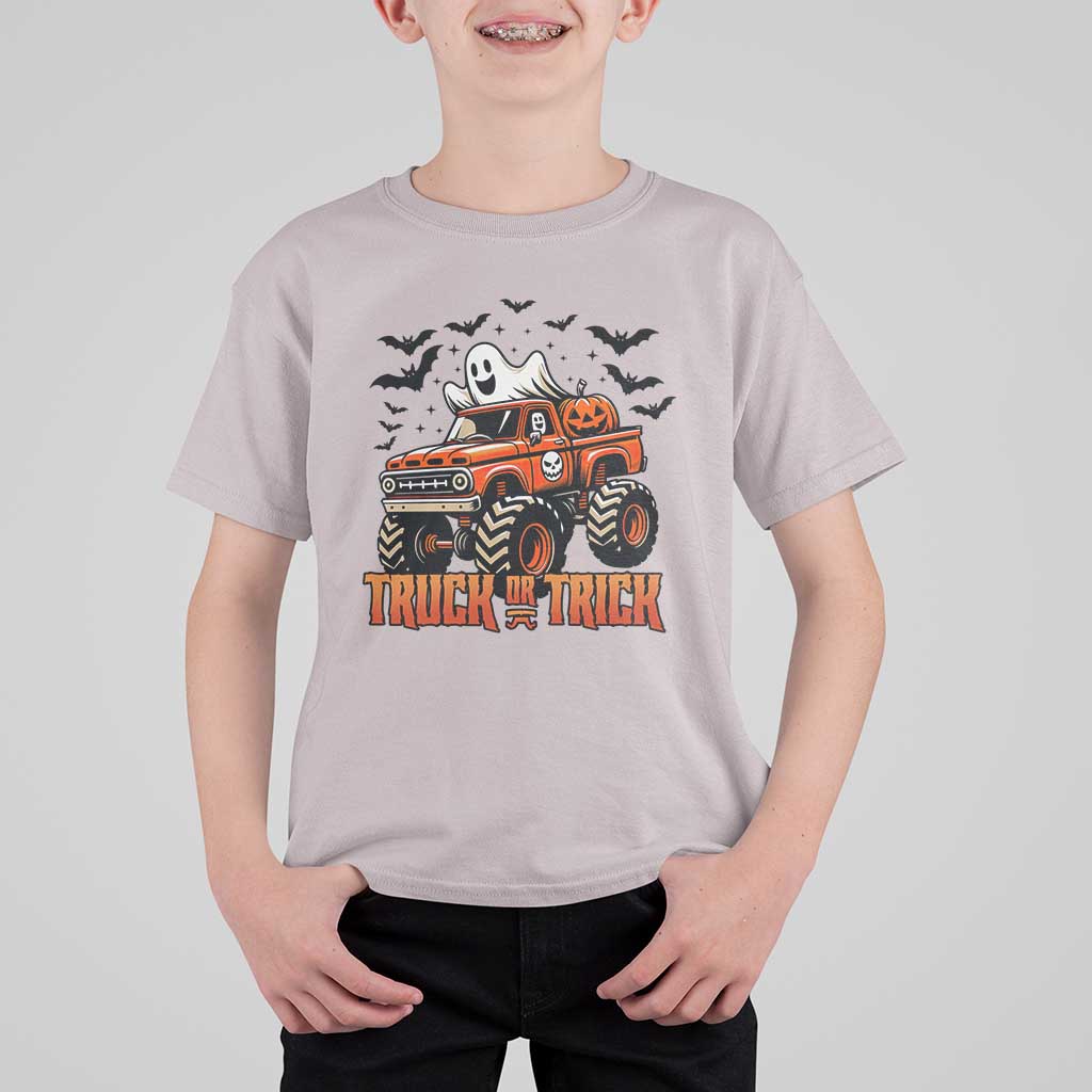 Truck Or Treat Ghost Racing T Shirt For Kid Funny Halloween Monster Truck Lover - Wonder Print Shop