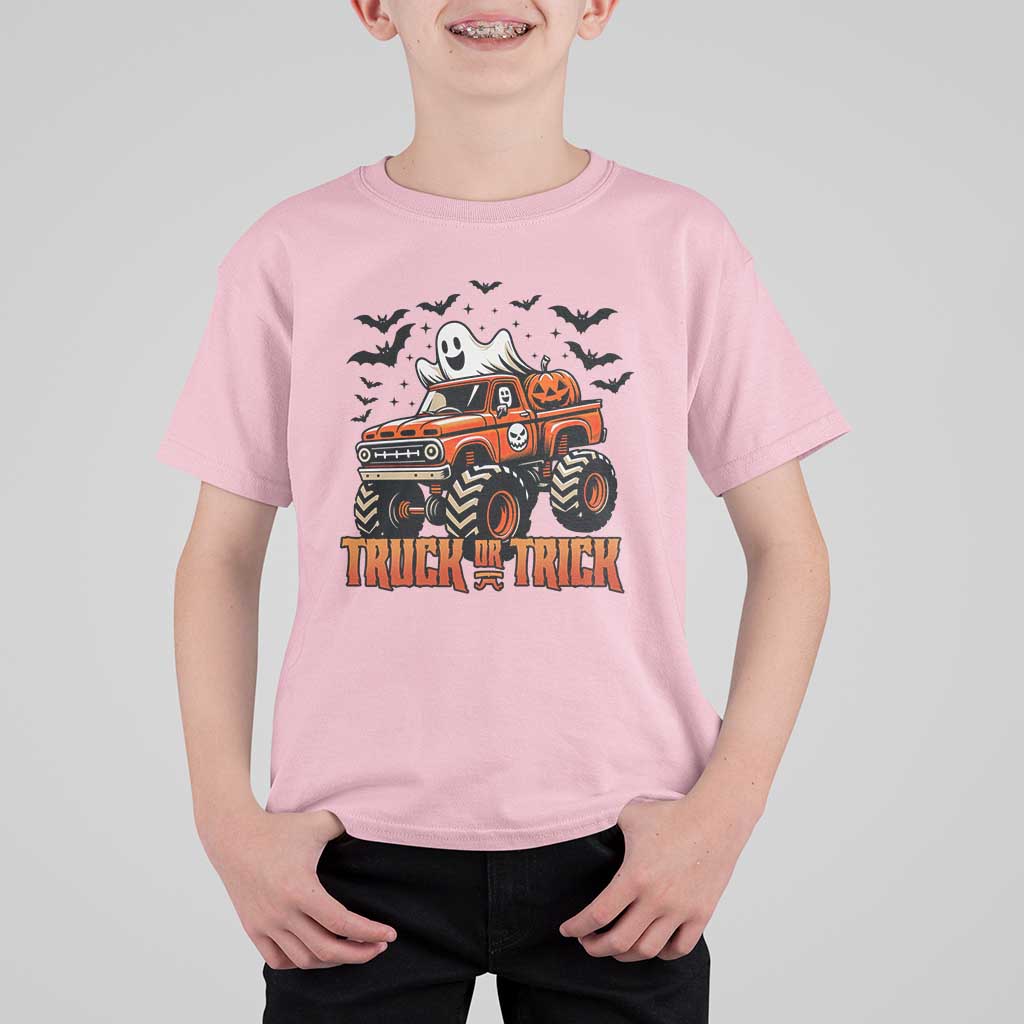 Truck Or Treat Ghost Racing T Shirt For Kid Funny Halloween Monster Truck Lover - Wonder Print Shop