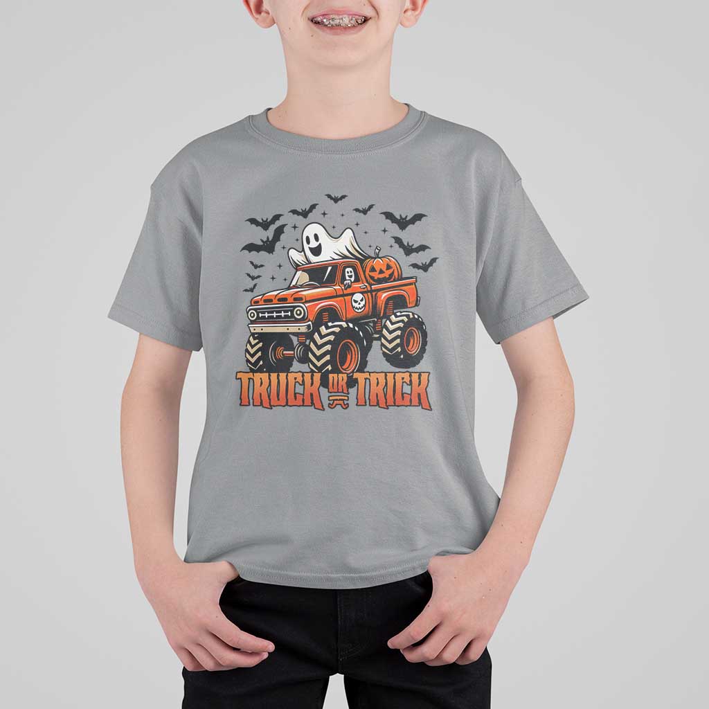 Truck Or Treat Ghost Racing T Shirt For Kid Funny Halloween Monster Truck Lover - Wonder Print Shop