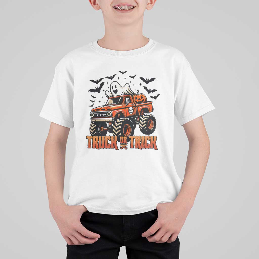 Truck Or Treat Ghost Racing T Shirt For Kid Funny Halloween Monster Truck Lover - Wonder Print Shop