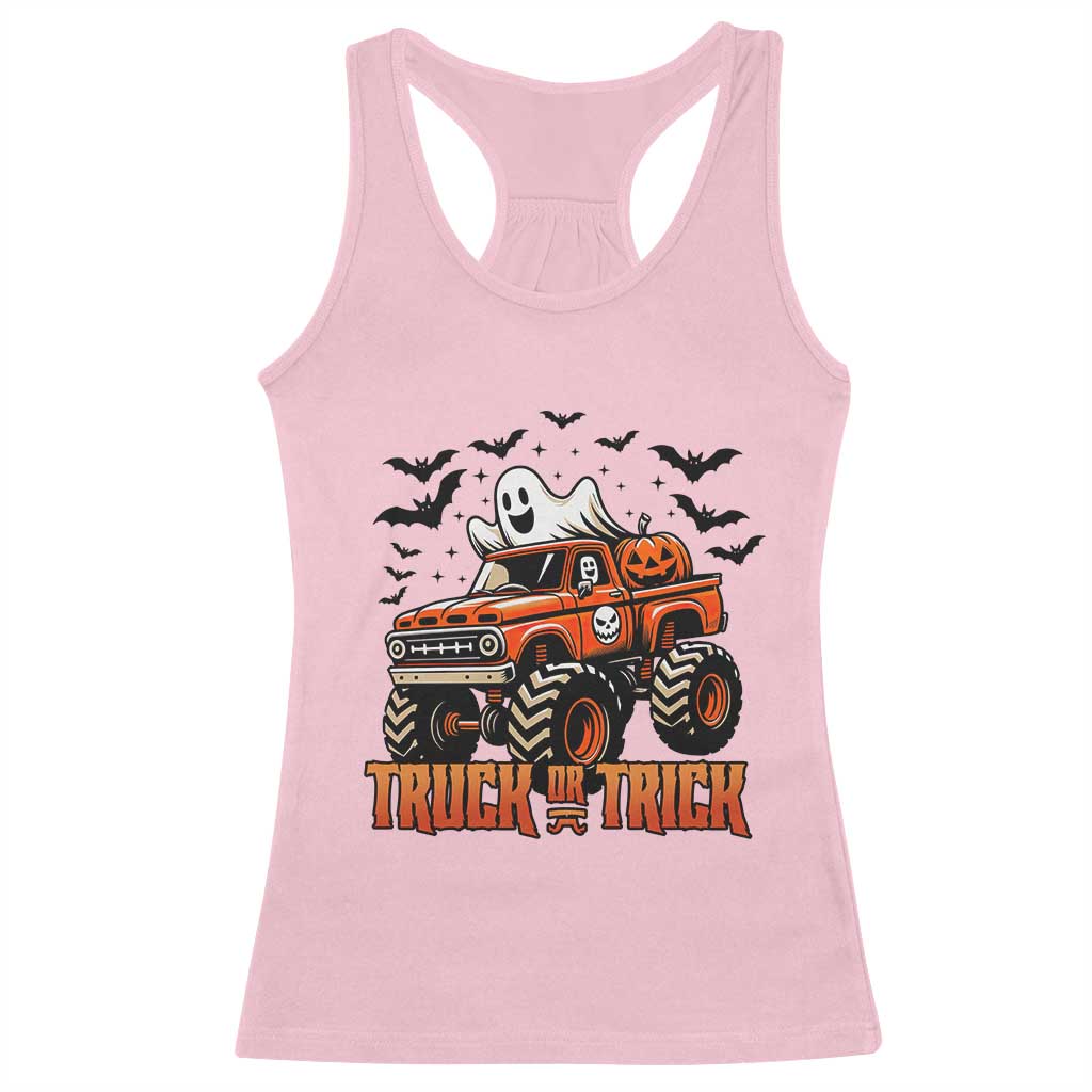 Truck Or Treat Ghost Racing Racerback Tank Top Funny Halloween Monster Truck Lover - Wonder Print Shop