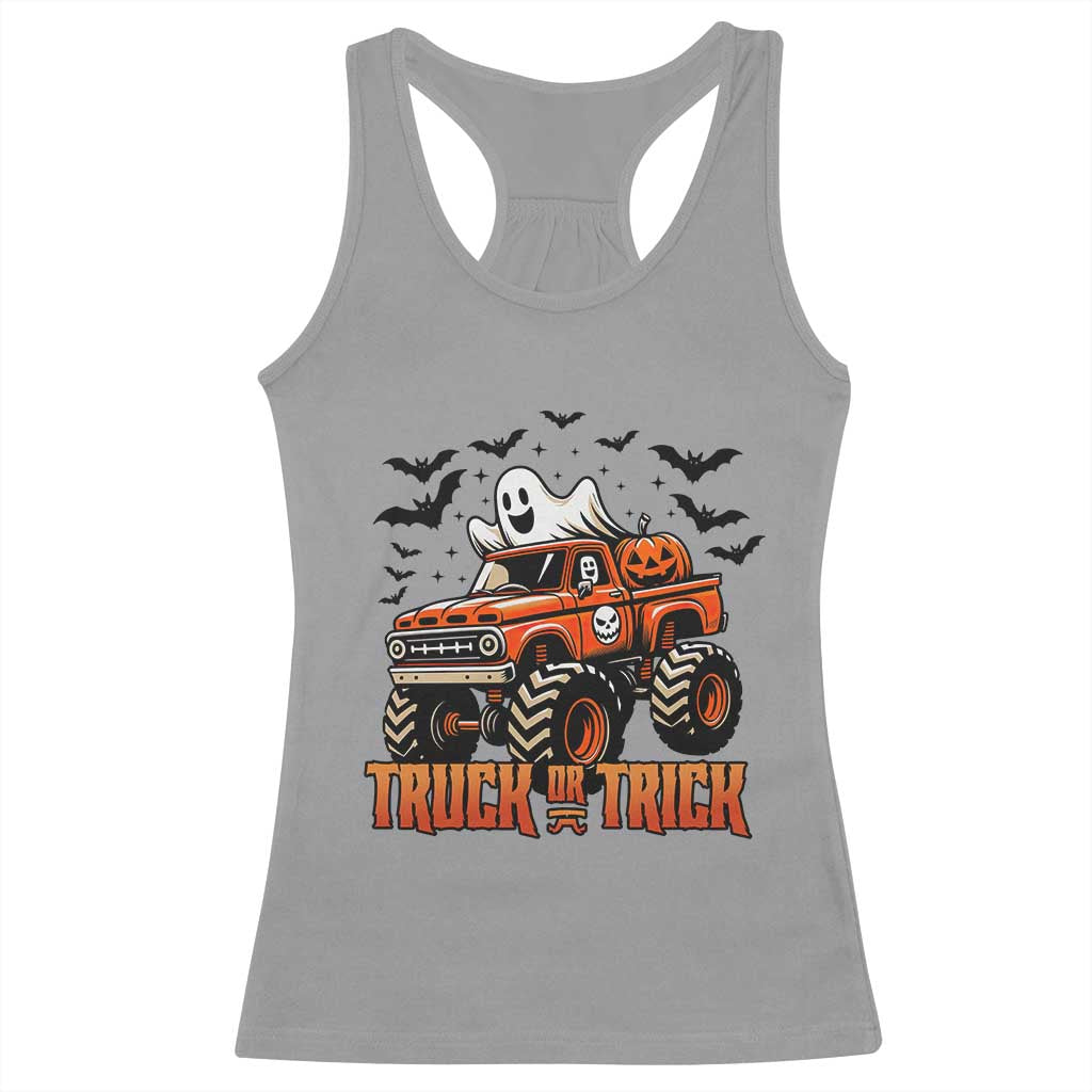 Truck Or Treat Ghost Racing Racerback Tank Top Funny Halloween Monster Truck Lover - Wonder Print Shop