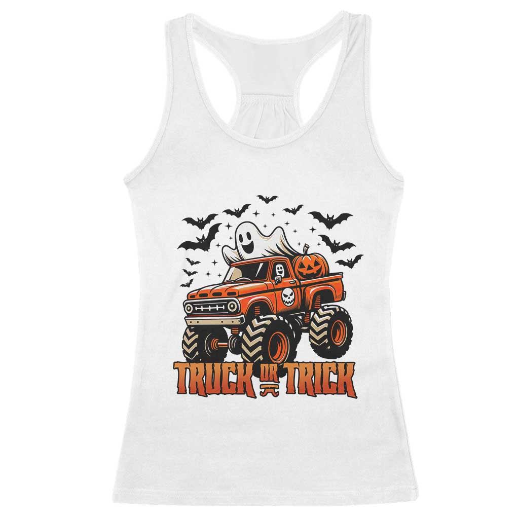Truck Or Treat Ghost Racing Racerback Tank Top Funny Halloween Monster Truck Lover - Wonder Print Shop