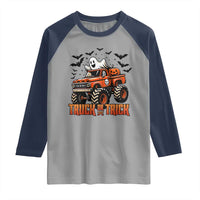 Truck Or Treat Ghost Racing Raglan Shirt Funny Halloween Monster Truck Lover - Wonder Print Shop
