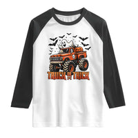 Truck Or Treat Ghost Racing Raglan Shirt Funny Halloween Monster Truck Lover - Wonder Print Shop