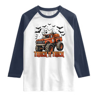 Truck Or Treat Ghost Racing Raglan Shirt Funny Halloween Monster Truck Lover - Wonder Print Shop