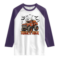 Truck Or Treat Ghost Racing Raglan Shirt Funny Halloween Monster Truck Lover - Wonder Print Shop