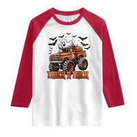 Truck Or Treat Ghost Racing Raglan Shirt Funny Halloween Monster Truck Lover - Wonder Print Shop