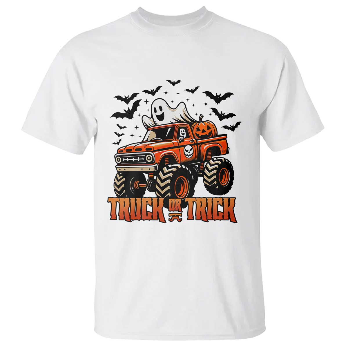 Truck Or Treat Ghost Racing T Shirt Funny Halloween Monster Truck Lover - Wonder Print Shop