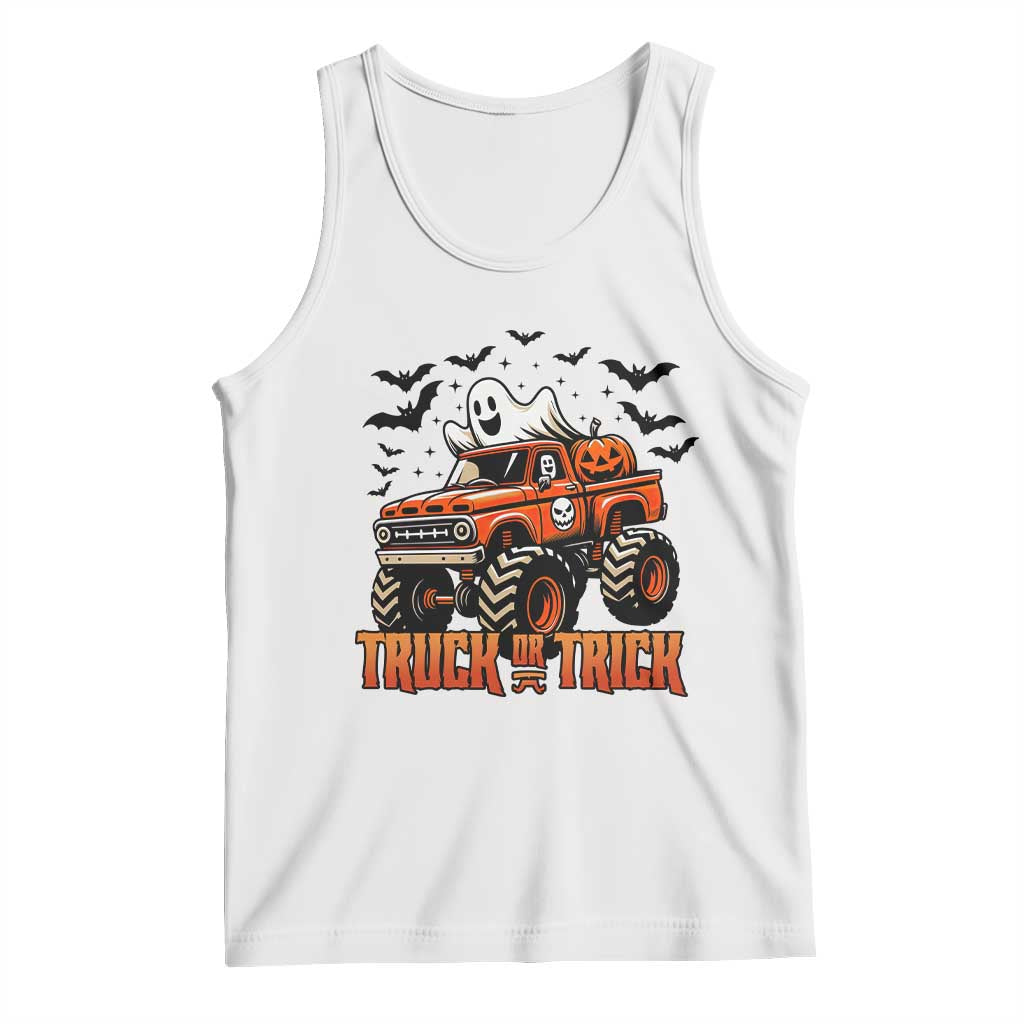 Truck Or Treat Ghost Racing Tank Top Funny Halloween Monster Truck Lover - Wonder Print Shop