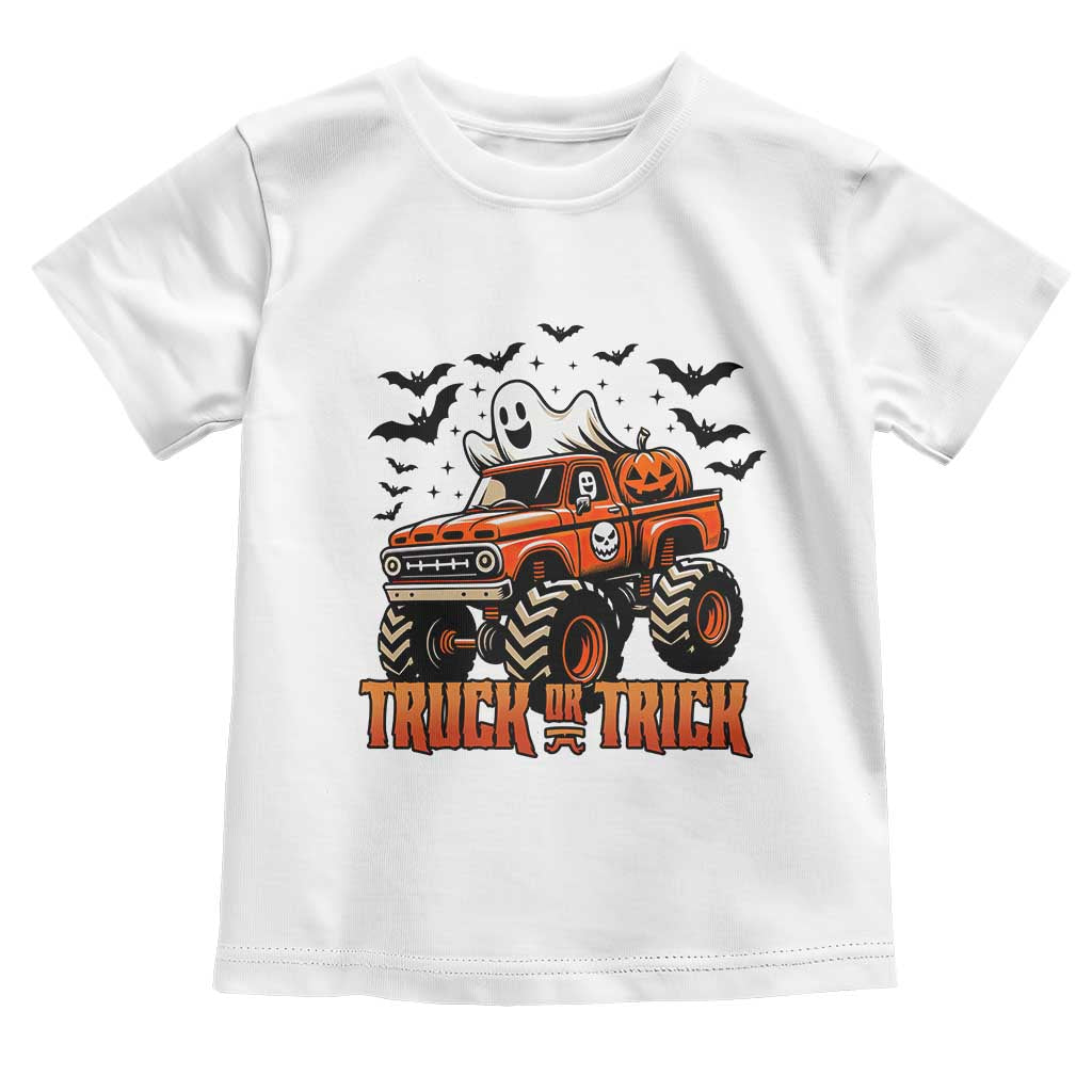 Truck Or Treat Ghost Racing Toddler T Shirt Funny Halloween Monster Truck Lover - Wonder Print Shop
