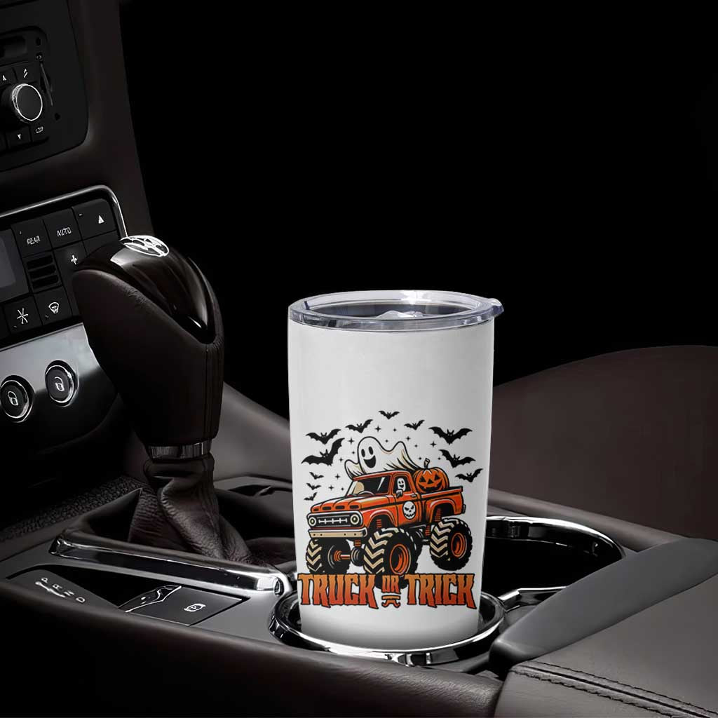 Truck Or Treat Ghost Racing Tumbler Cup Funny Halloween Monster Truck Lover