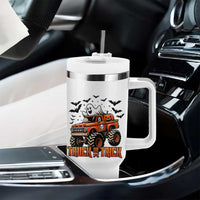 Truck Or Treat Ghost Racing Tumbler With Handle Funny Halloween Monster Truck Lover